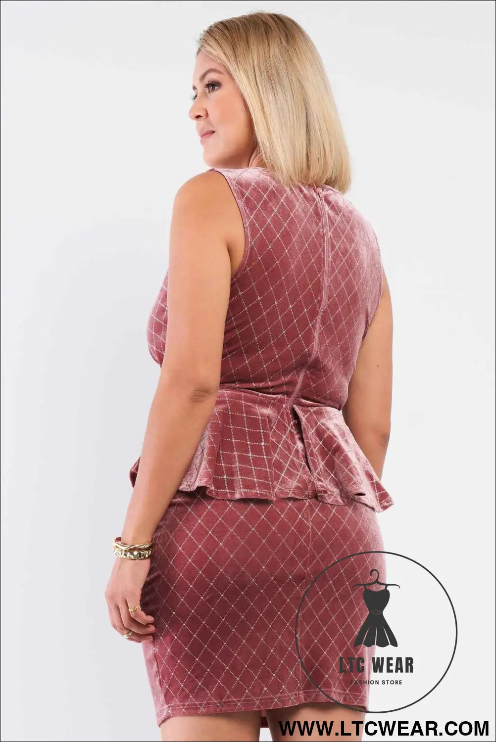 Quilted Glitter Print Sleeveless Bow Gathered Plunging V-neck Flare Hem Fitted Mini Dress