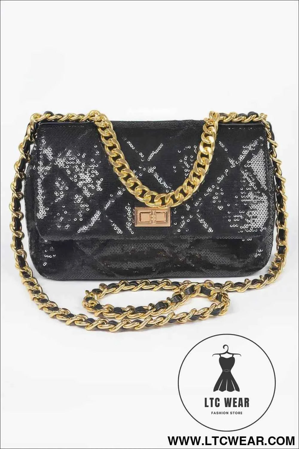 Quilted Sequins Chain Shoulder Bag - Stylish and Glamorous Accessory