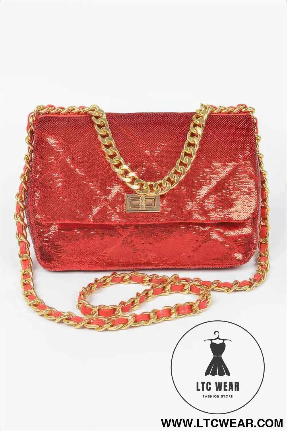 Quilted Sequins Chain Shoulder Bag - Stylish and Glamorous Accessory