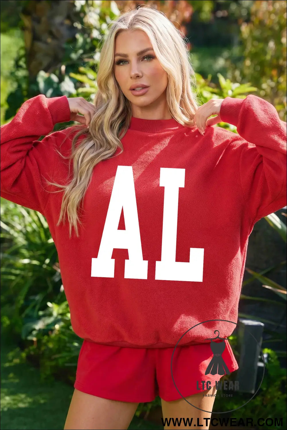Racing Red ALABAMA/ AL Double Side Printed High Neck Reversible Baggy Sweatshirt - L.T.C Wear Online Fashion Store
