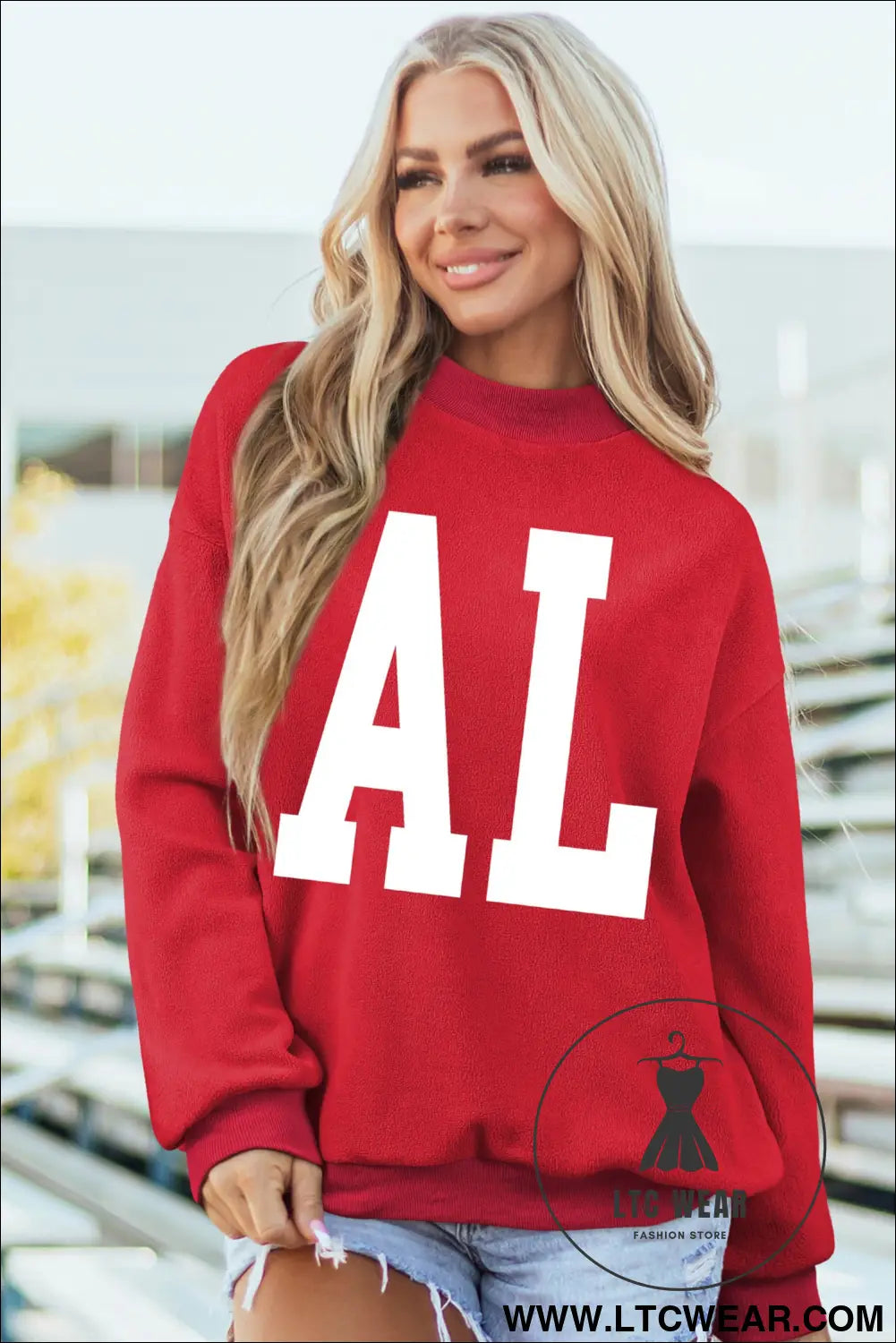 Racing Red ALABAMA/ AL Double Side Printed High Neck Reversible Baggy Sweatshirt - L.T.C Wear Online Fashion Store
