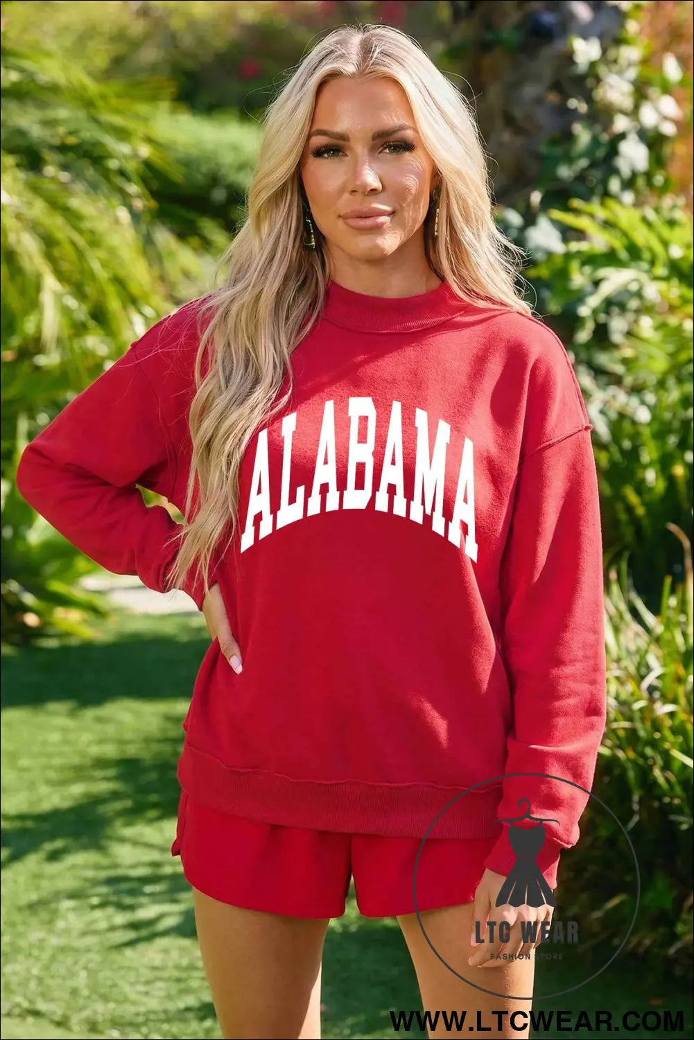Racing Red ALABAMA/ AL Double Side Printed High Neck Reversible Baggy Sweatshirt