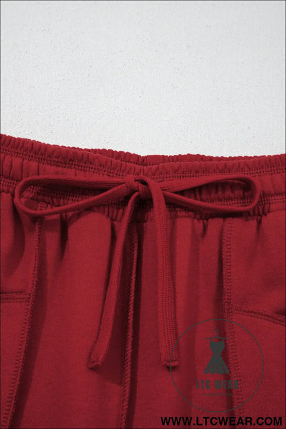 Racing red drop shoulder boxy tee and barrel pants set - pant sets