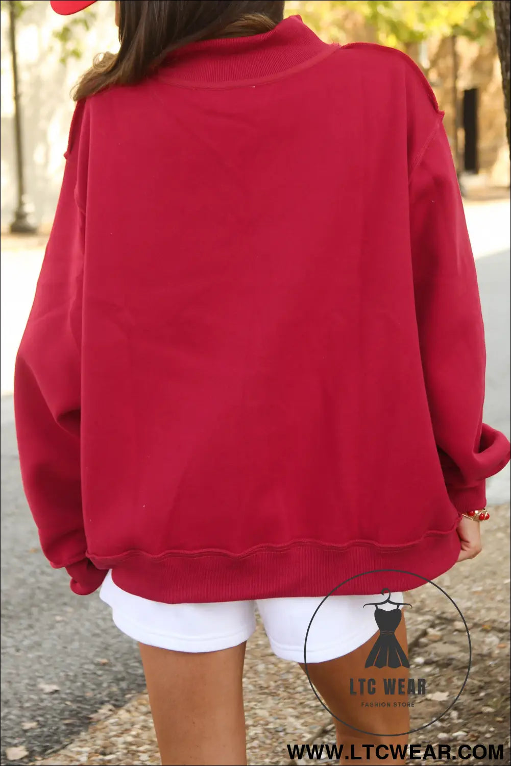 Racing red game day slogan double side printed reversible baggy sweatshirt - graphic sweatshirts