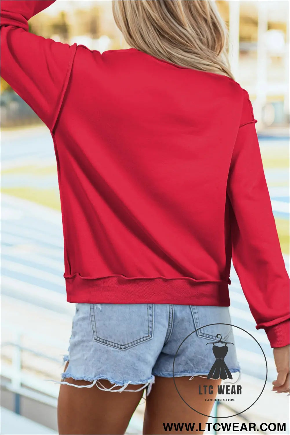 Racing red game day slogan double side printed reversible baggy sweatshirt - graphic sweatshirts
