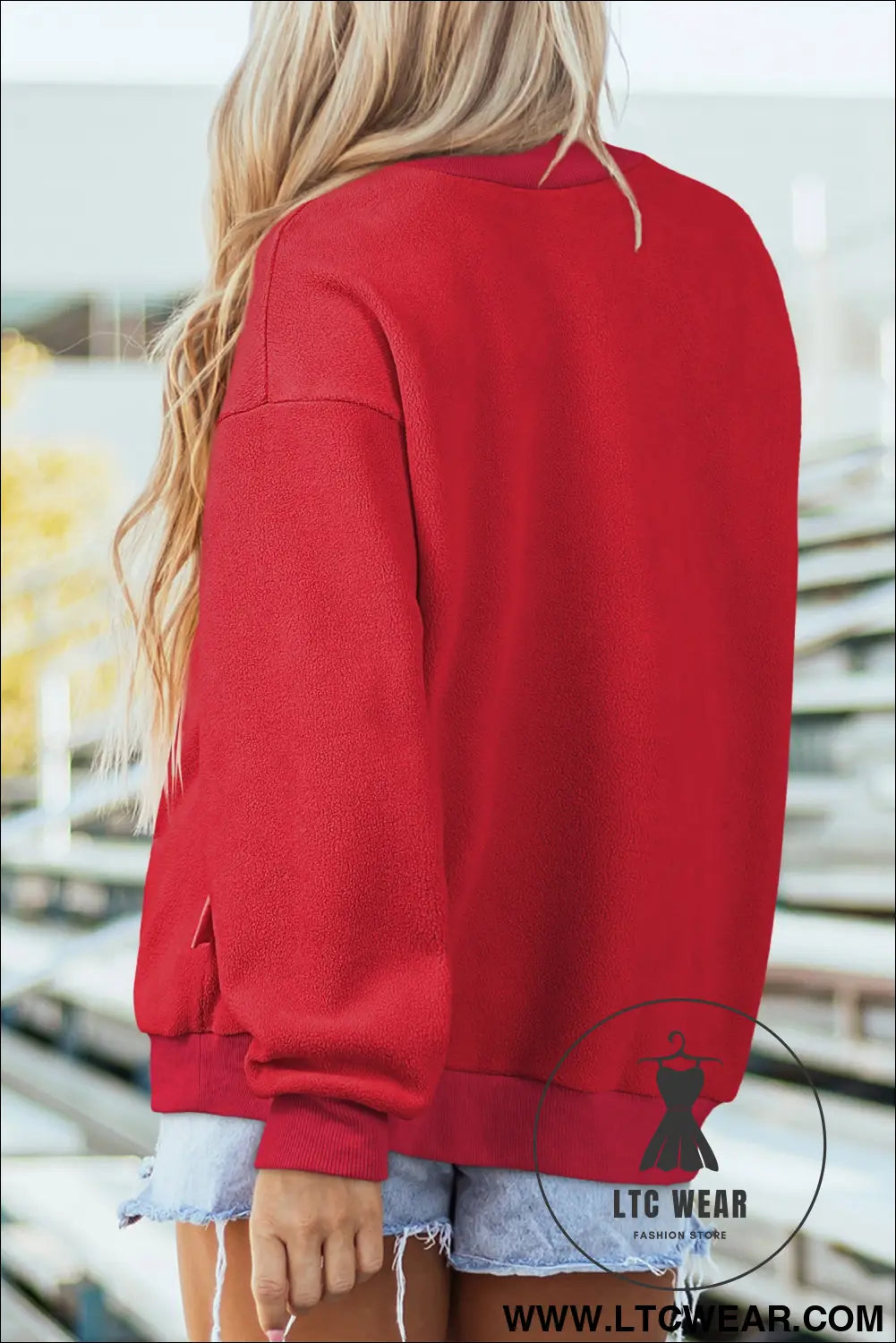 Racing red game day slogan double side printed reversible baggy sweatshirt - graphic sweatshirts