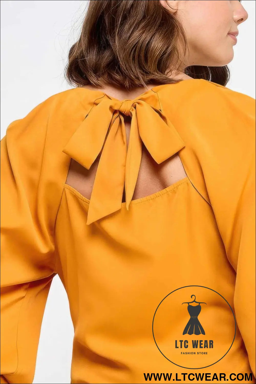 Raglan Long Sleeve Top With Back Neck Tie