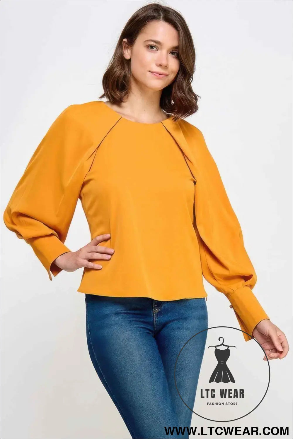 Raglan Long Sleeve Top With Back Neck Tie