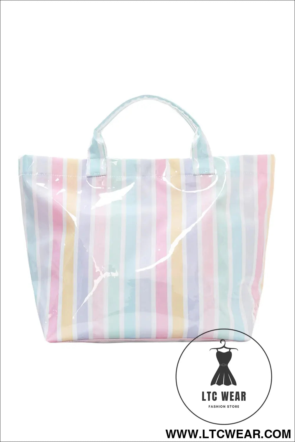 Rainbow glossy striped vinyl large tote bag - red / one size / 95% pu + 5% alloy - handbags
