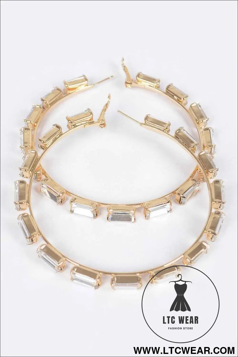 Rectangle Rhinestone Hoop Earring