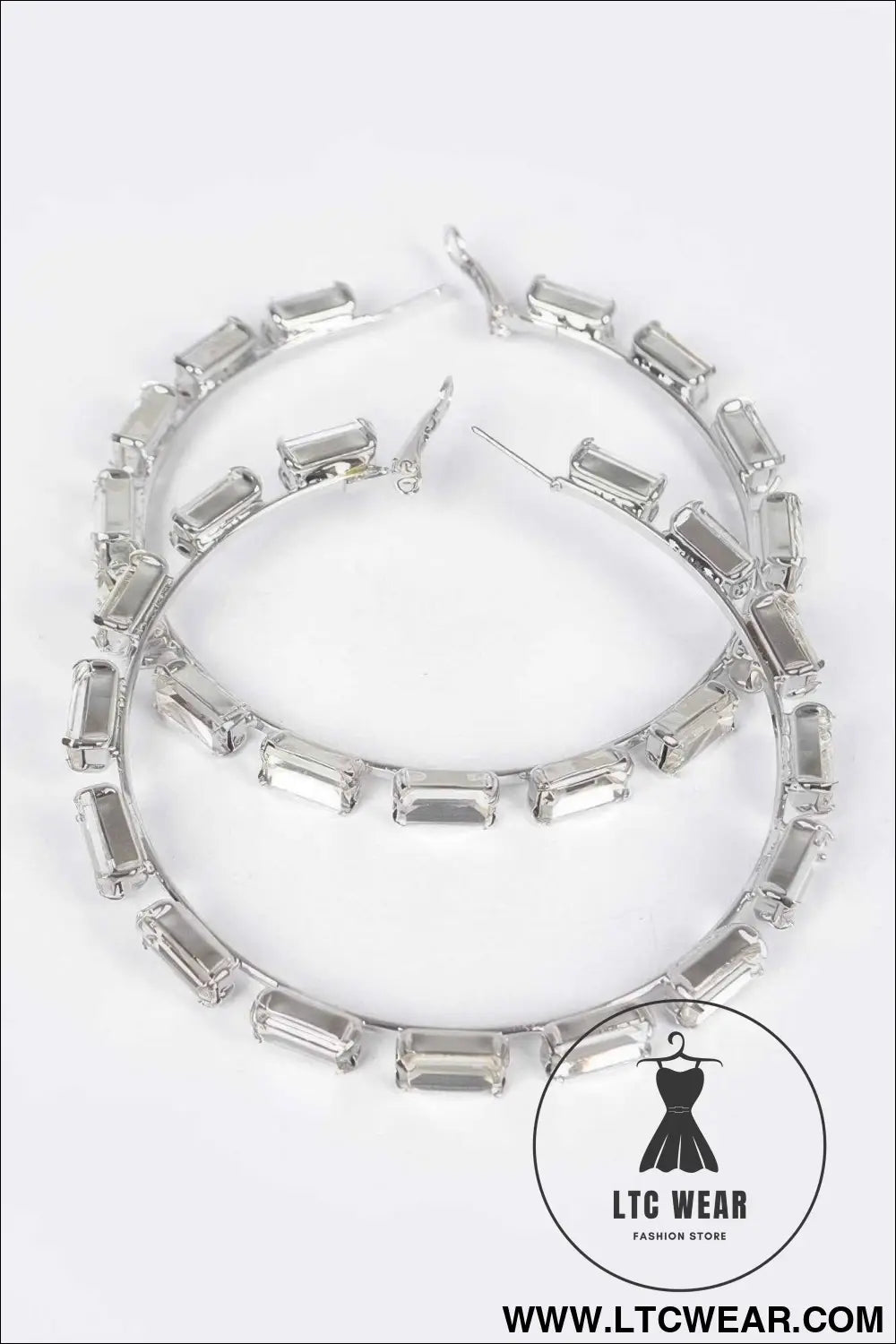Rectangle Rhinestone Hoop Earring