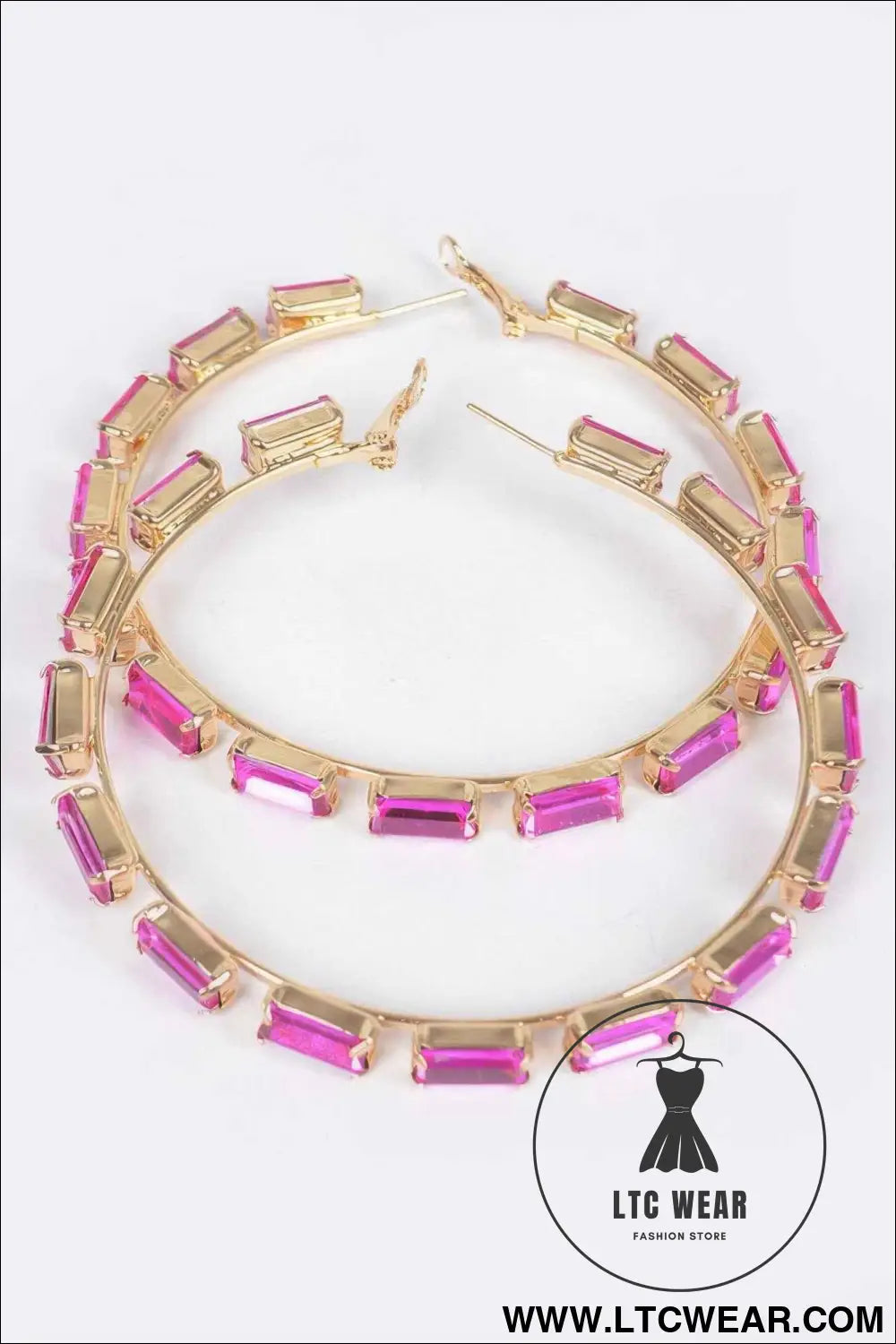 Rectangle Rhinestone Hoop Earring