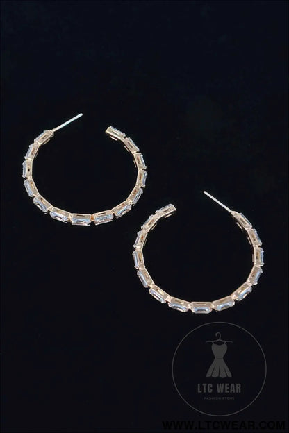 Rectangle Stone Hoop Earring