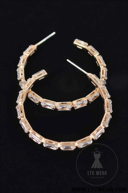 Rectangle Stone Hoop Earring