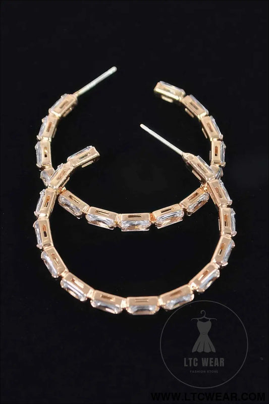 Rectangle Stone Hoop Earring
