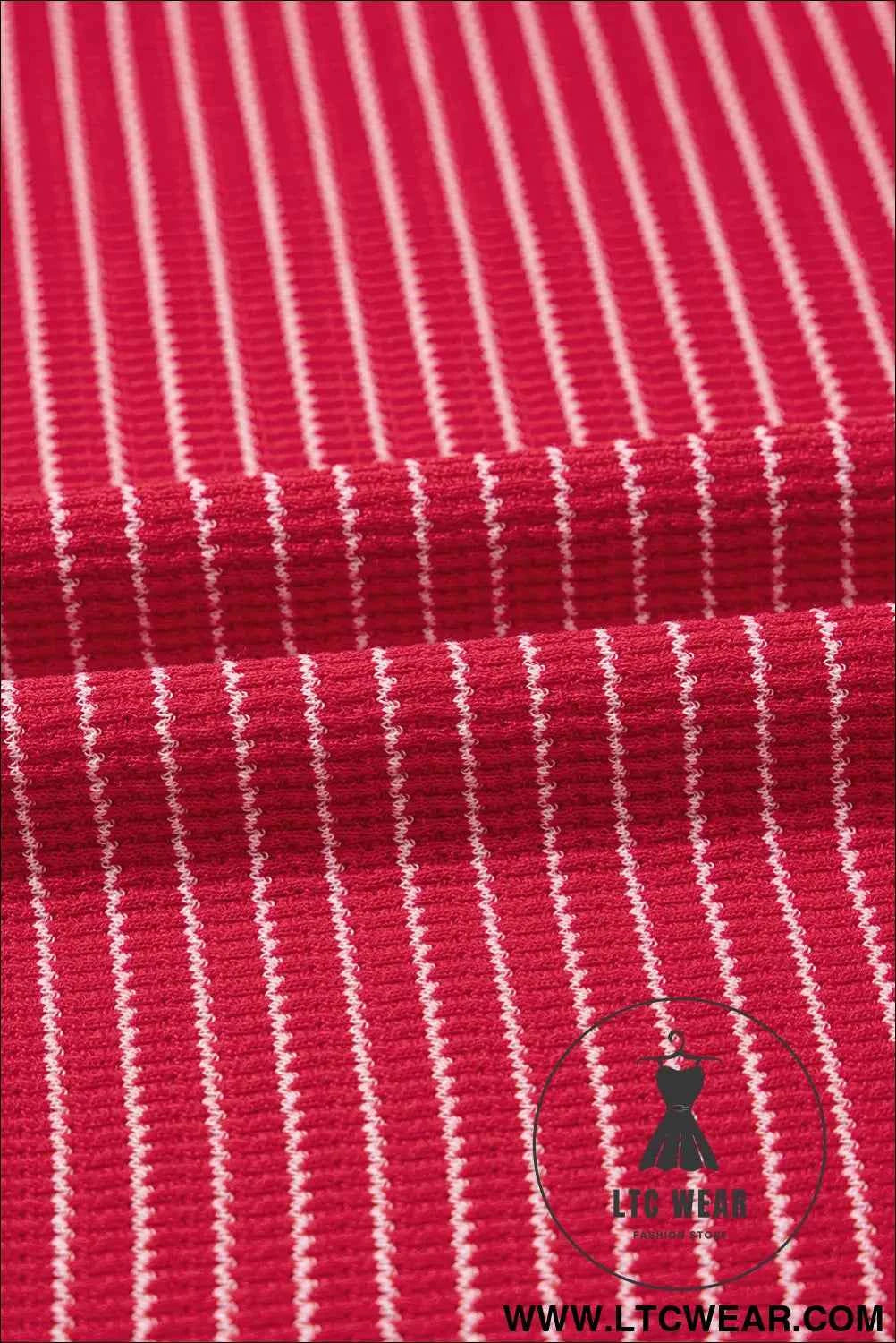 Red Stripe Criss Cross Side Slits Slim Fit Sleeveless Midi Dress