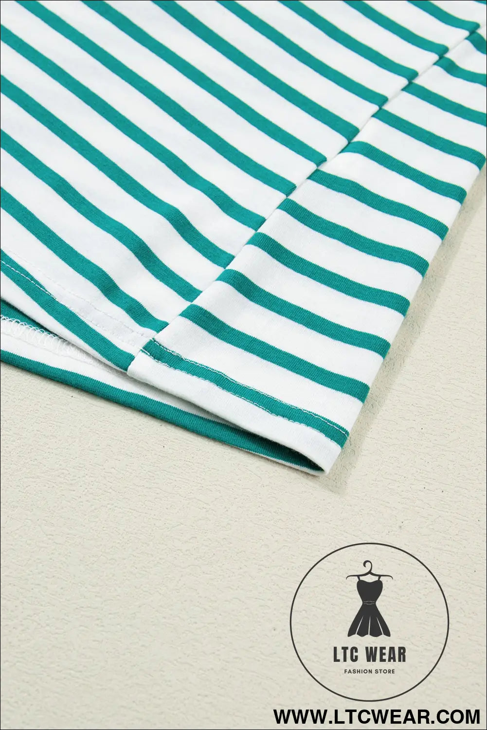 Red Stripe Scalloped Trim Round Neck T Shirt - L.T.C Wear Online Fashion Store