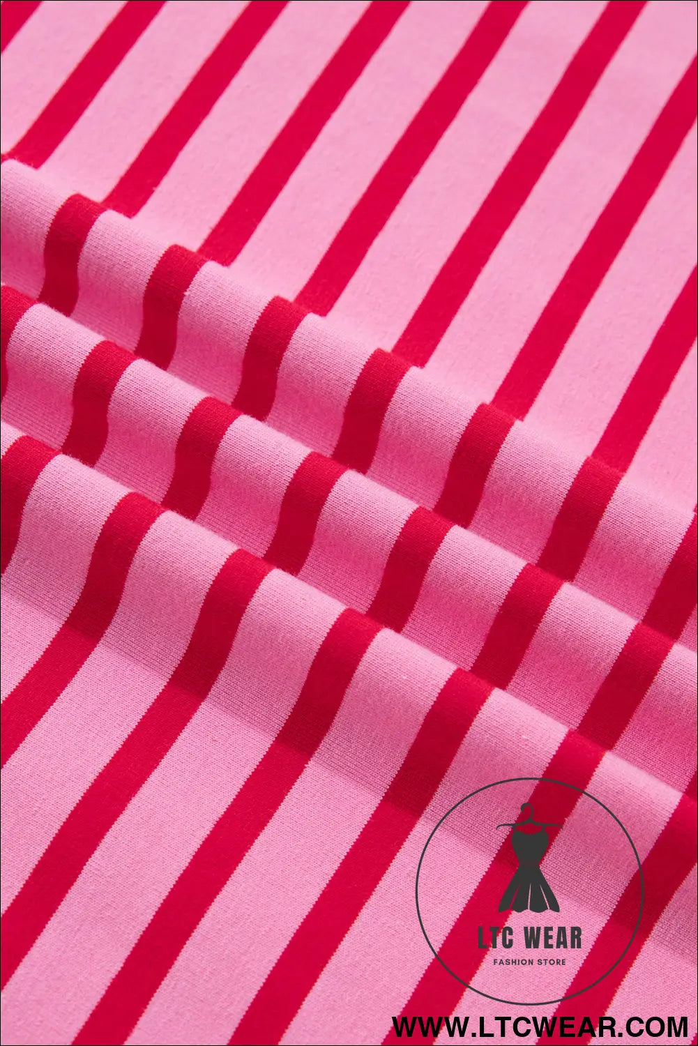 Red Stripe Scalloped Trim Round Neck T Shirt - L.T.C Wear Online Fashion Store
