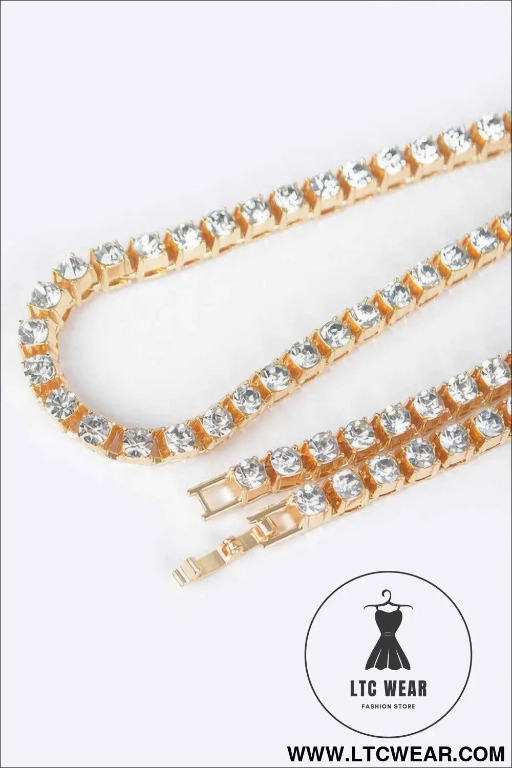 Rhinestone Chain Layered Necklace 60cm
