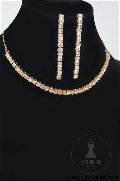 Rhinestone Choker W/earring