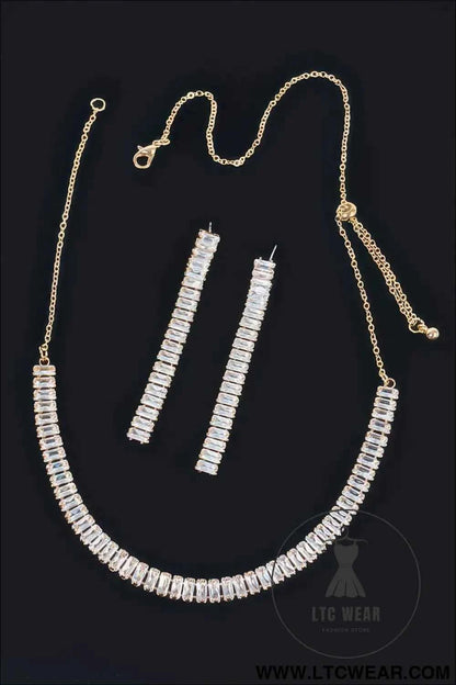 Rhinestone Choker W/earring