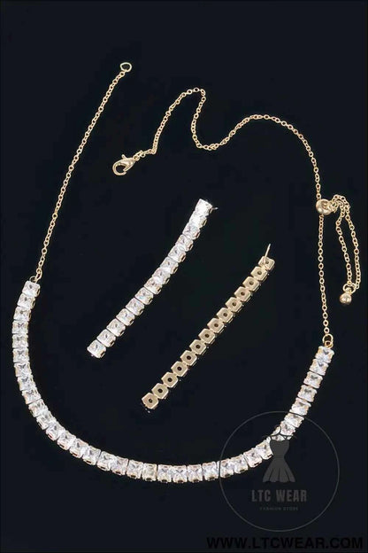 Rhinestone Choker W/earring