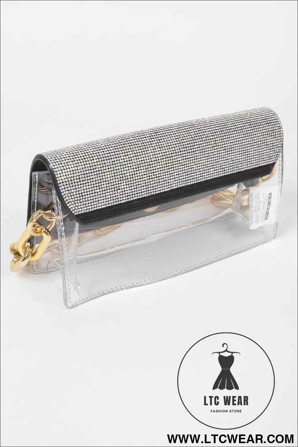 Rhinestone Clear Bag W/link Chain