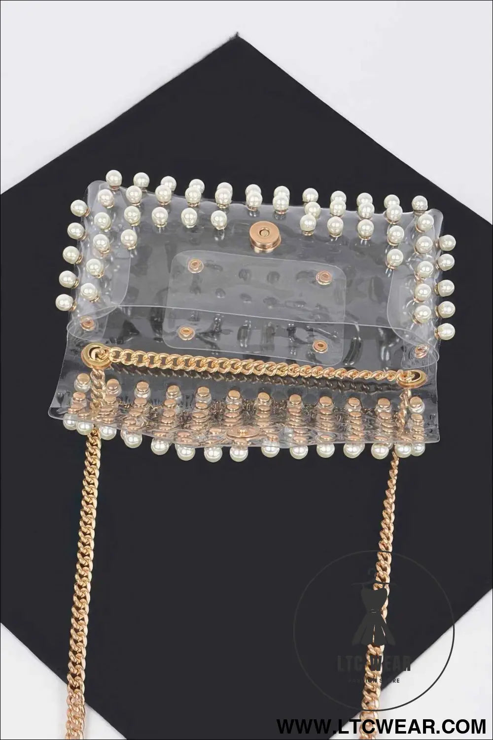 Rhinestone Clear Belt Bag W/chain