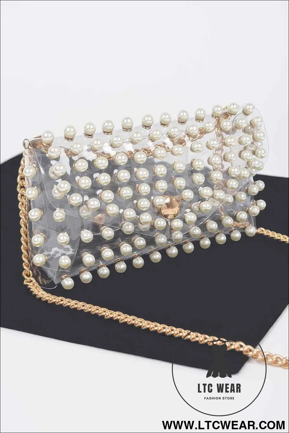 Rhinestone Clear Belt Bag W/chain