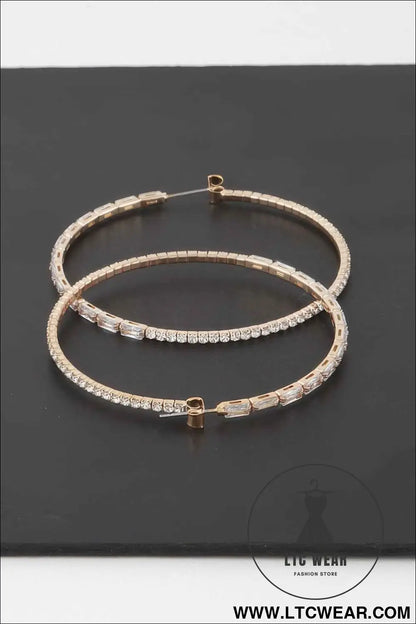Rhinestone Crystal Hoop Earrings