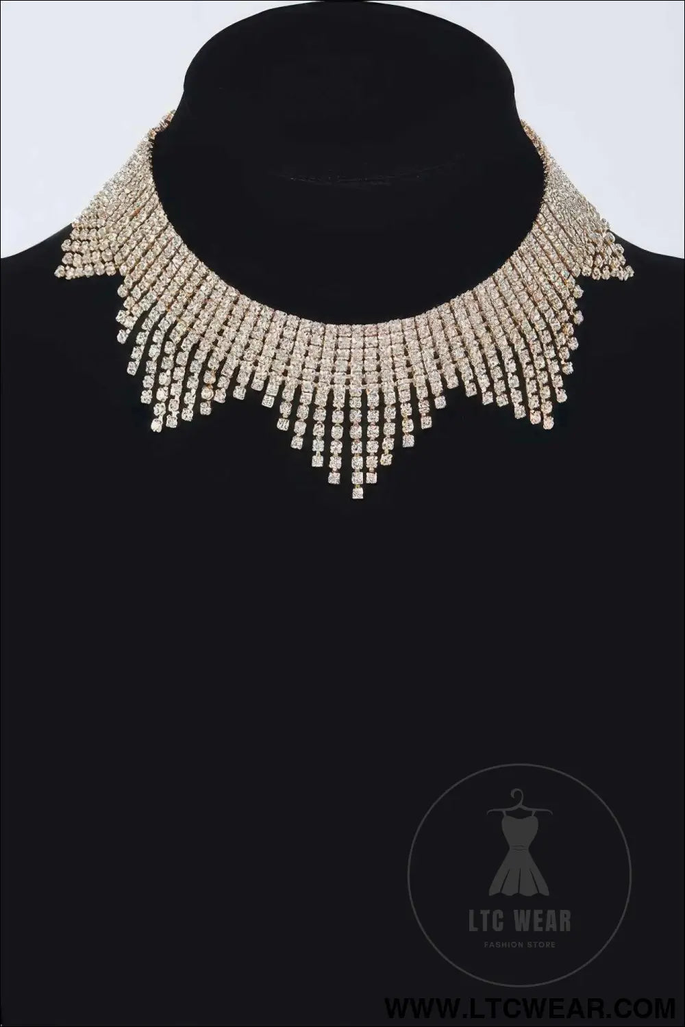 Rhinestone Drop Choker Necklace