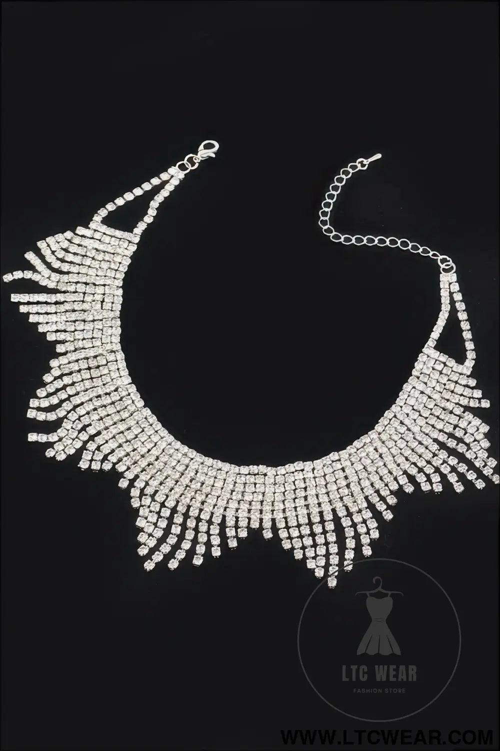 Rhinestone Drop Choker Necklace