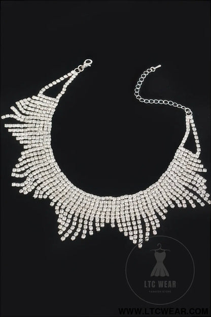 Rhinestone Drop Choker Necklace