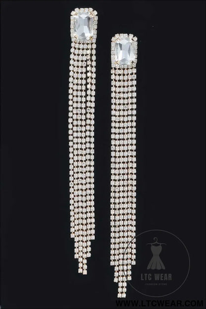 Rhinestone Fringe Earring