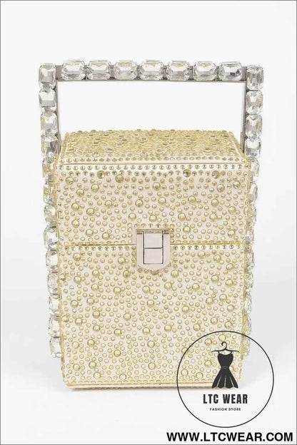 Rhinestone Handle Stoned Party Clutch
