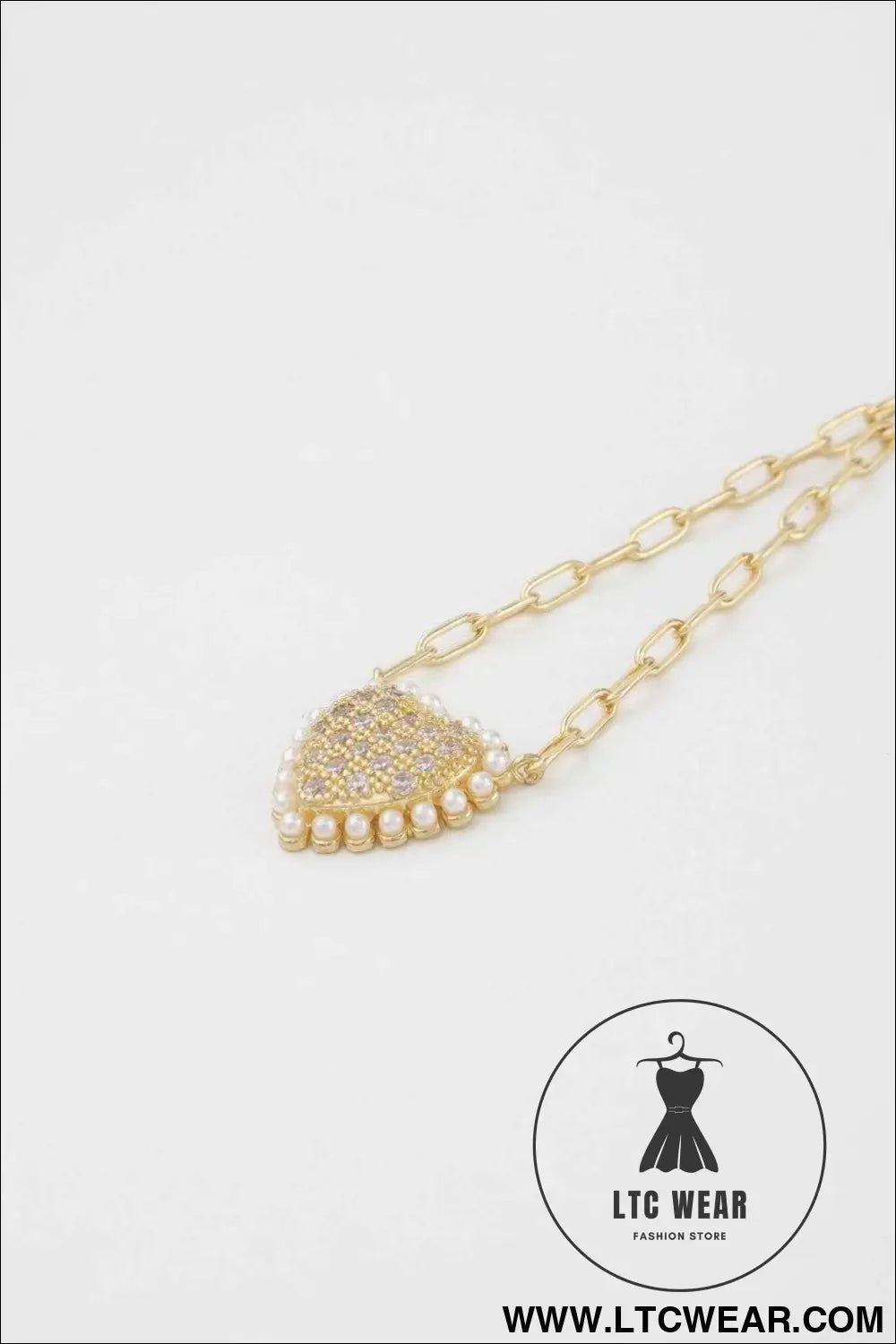 Rhinestone Heart Chain Necklace