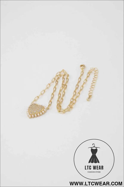 Rhinestone Heart Chain Necklace