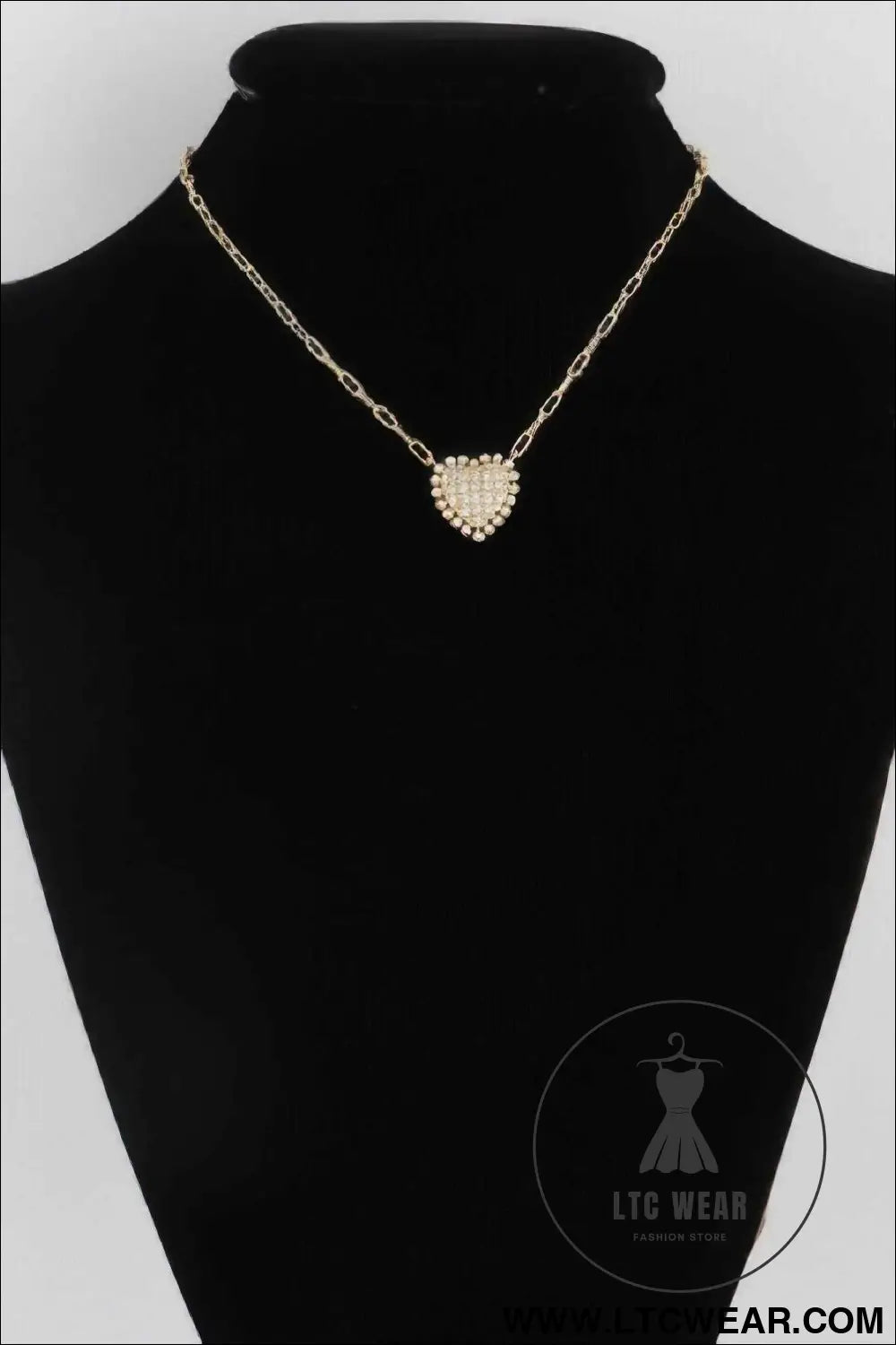 Rhinestone Heart Chain Necklace
