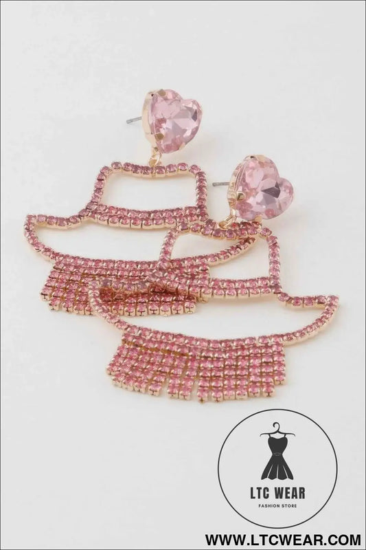 Rhinestone Heart Girl Earrings