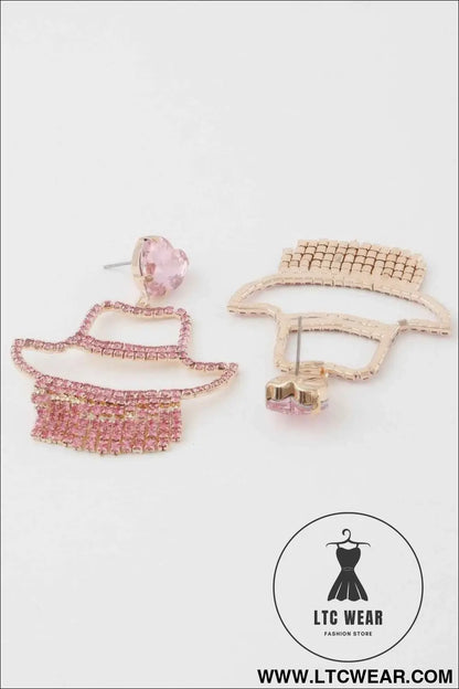 Rhinestone Heart Girl Earrings