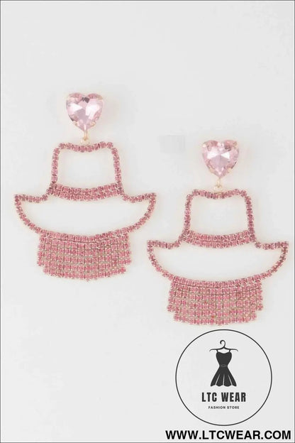 Rhinestone Heart Girl Earrings