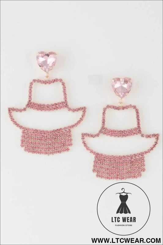 Rhinestone Heart Girl Earrings