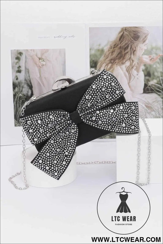 Rhinestone Hotfix Ribbon Nylon Hard Case Clutch