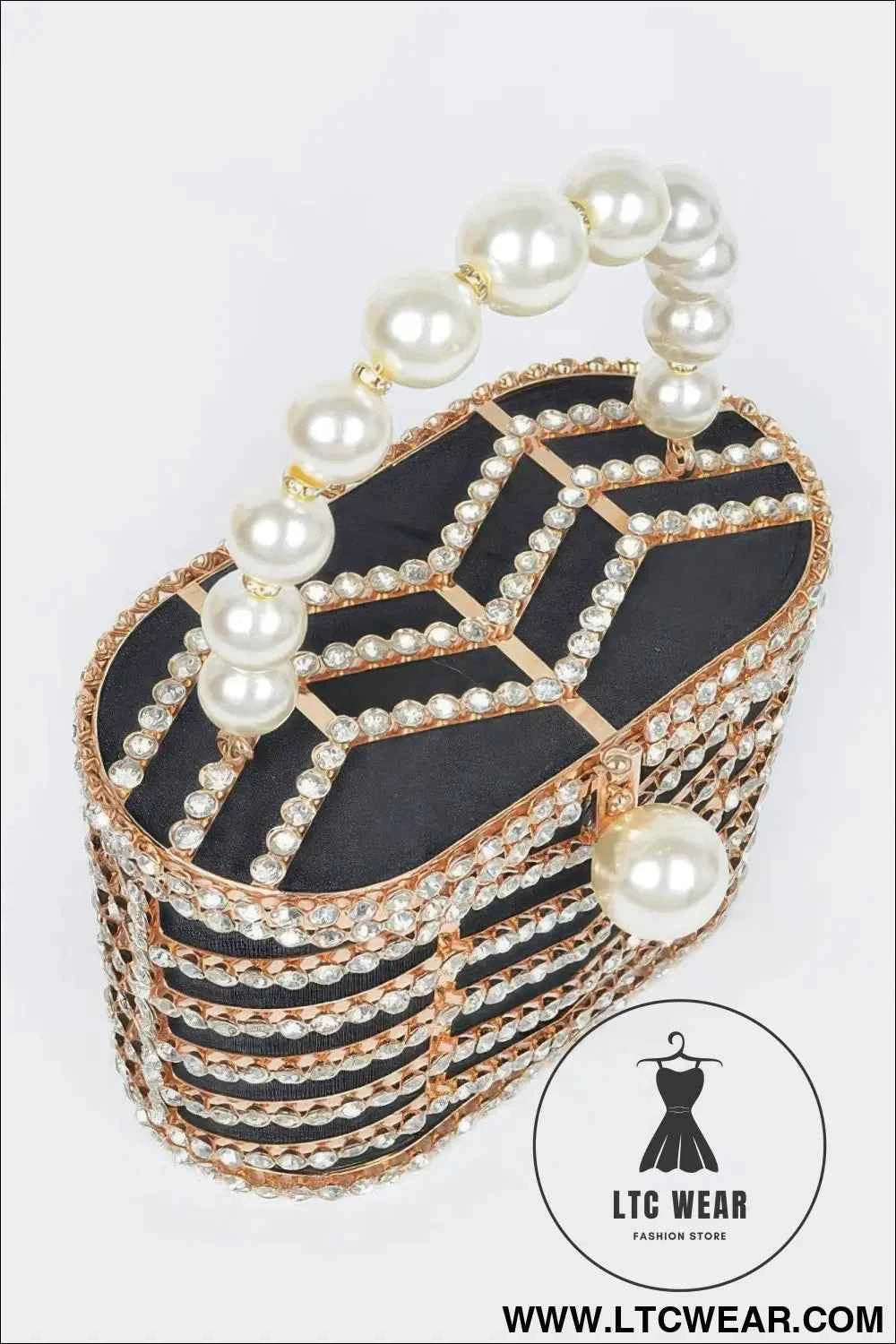 Rhinestone Clutch Handbag - Stylish Metal Frame Evening Purse