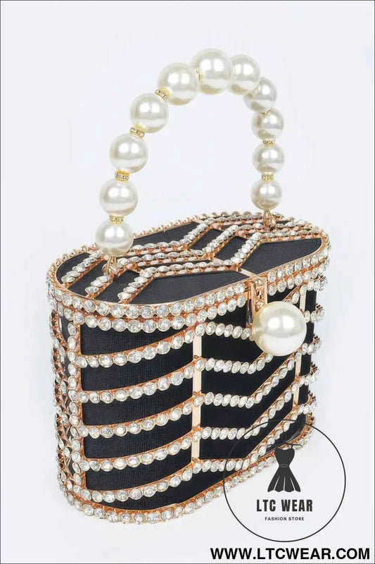 Rhinestone Clutch Handbag - Stylish Metal Frame Evening Purse