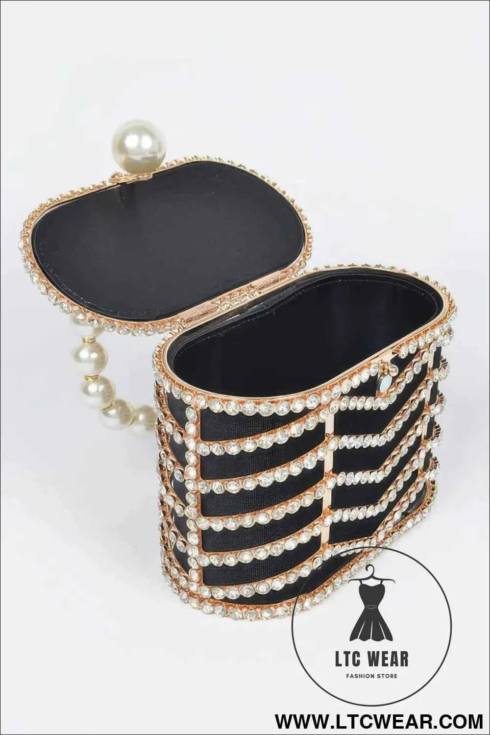 Rhinestone Clutch Handbag - Stylish Metal Frame Evening Purse