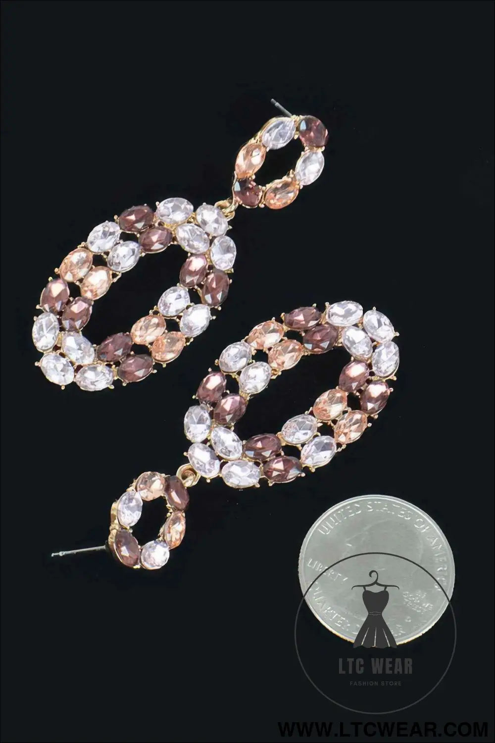 Rhinestone Oval Daggle Earring