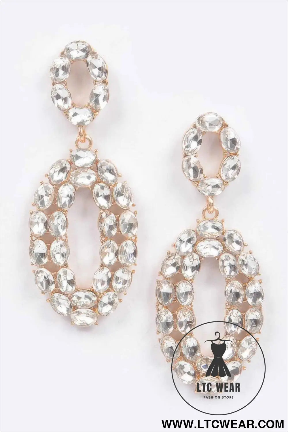 Rhinestone Oval Daggle Earring