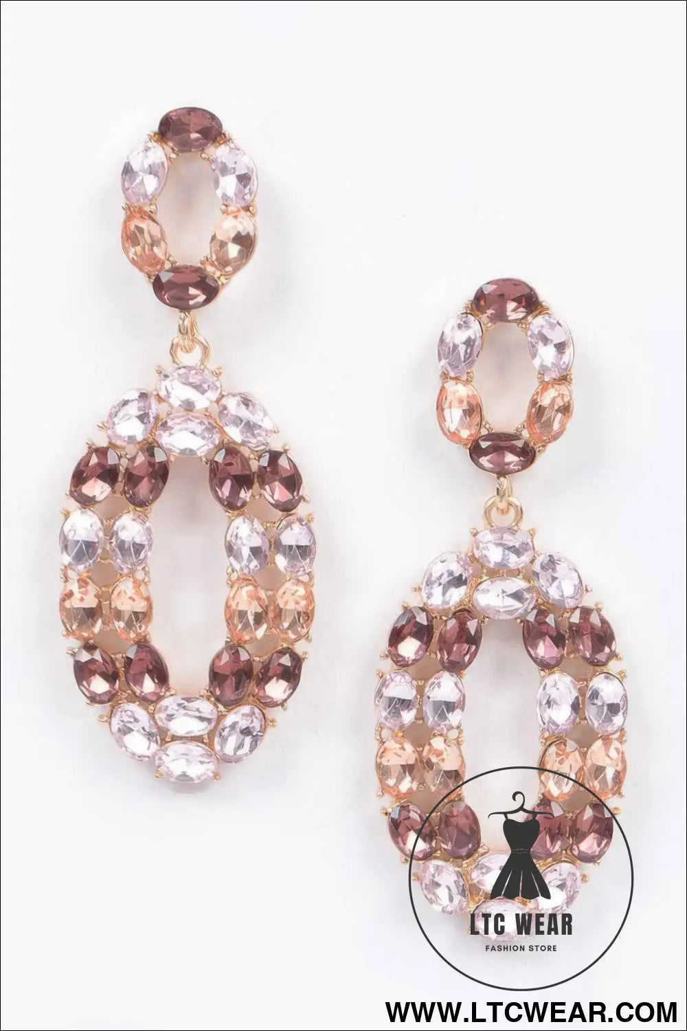 Rhinestone Oval Daggle Earring