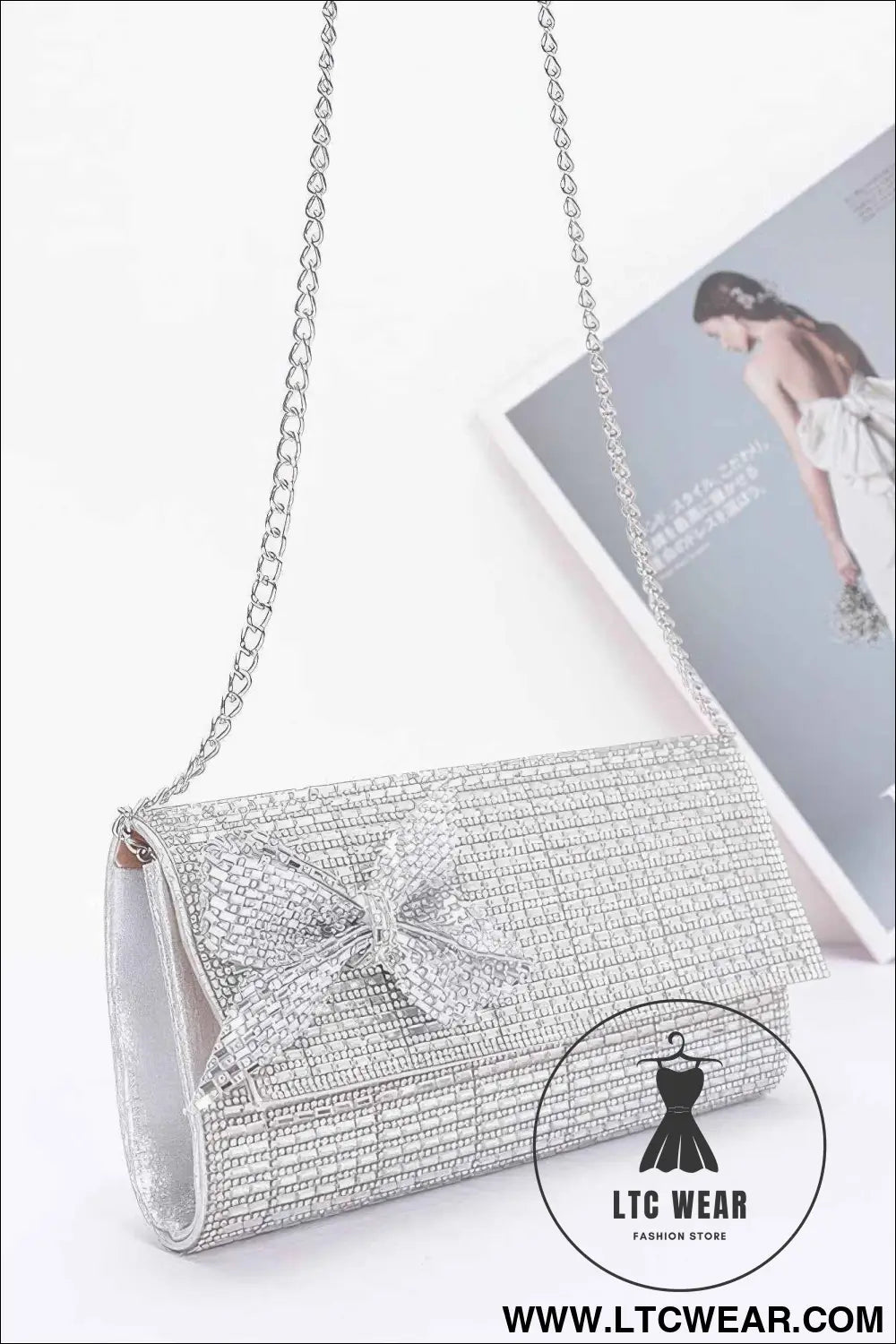 Rhinestone Party Clutch W/ Rhinestone Bow